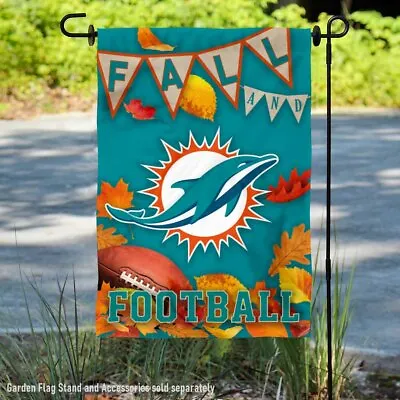 Miami Dolphins Fall Leaves Decorative Football Official Garden Yard Banner Flag • $13.95