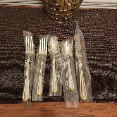 Gorham Gold Accent Stainless 18/8 Korea 5 Piece Place Setting NEW • $99.91