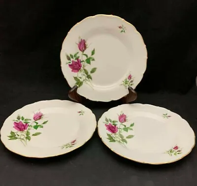 Haas & Czjzek Red Rose Floral Salad Plates (set Of 3) --- Czech China • $15