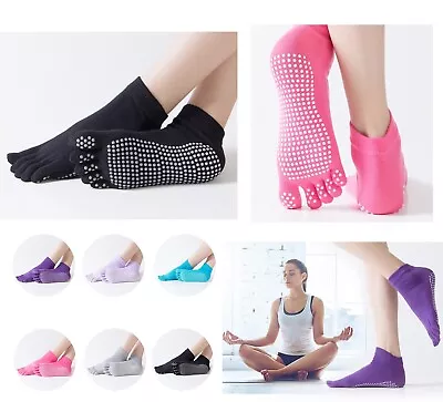 Women Yoga Non-Slip Grip Pilates Massage Five Toe Socks Gym Workout Exercise AU • $5.85