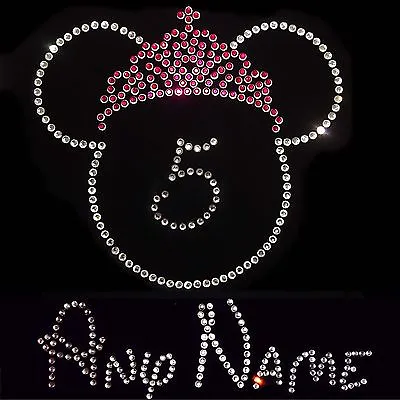 Custom ONE Name & Any Number Birthday Minnie Mouse Crystal Iron On Transfer Set • £6.49