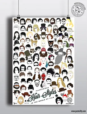 £4 • Buy ICONIC FILM STARS Minimalist Hair Poster Minimal Print By Posteritty Movie Heads