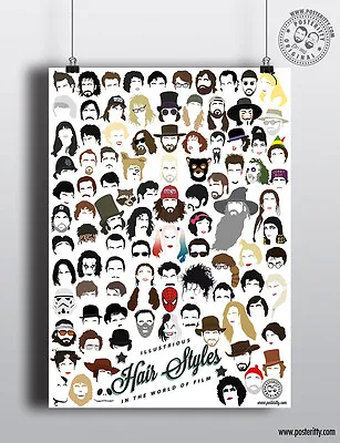 ICONIC FILM STARS Minimalist Hair Poster Minimal Print By Posteritty Movie Heads • £4.50