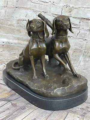 Two Large Vizsla Dog Animal House Pet By Debut Bronze Marble Sculpture Gift Art • $244.65