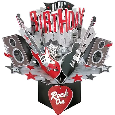 Birthday Card 3D Pop Up Card Guitars Music Rock • £5.99