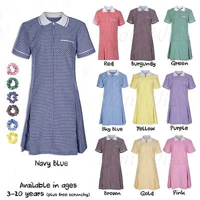 £9.95 • Buy Ages 3-20 Girls School Gingham Dress Girls School Summer Dress Check Pleated