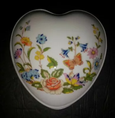 £7.11 • Buy VINTAGE Aynsley Cottage Garden Heart Shaped Trinket Box & Lid Butterfly! Floral 