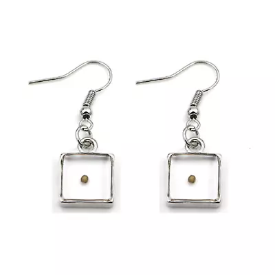 Christian Faith Dangle Earrings Real Mustard Seed Square Shape • $11.89