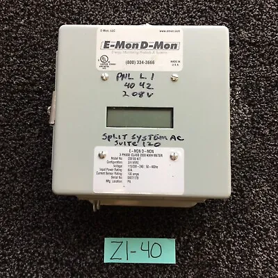 $259.99 • Buy E-Mon D-Mon 208100 Kit 3 Ph. Class 2000 KWH Meter 100 Amps - 1 Year Warranty