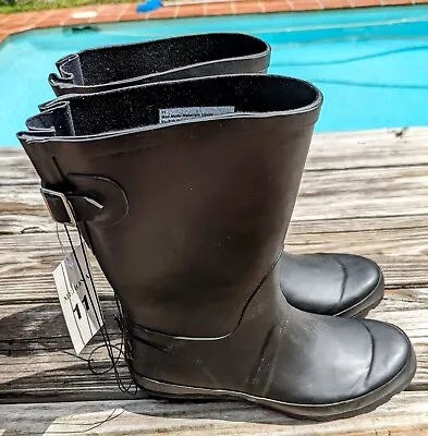 Merona Women's Black/Samantha Mid Calf Rubber Rain Boots Size 11 NEW • $13.99