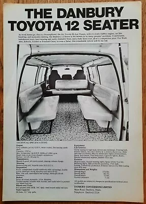 DANBURY TOYOTA HI-ACE Camper Van Car Brochure. Late 1970s Motorhome Catalogue • £11