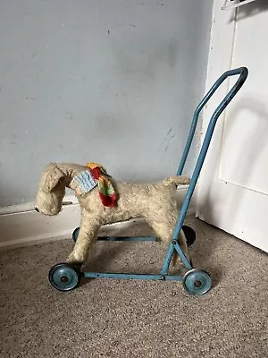 Vintage Chiltern Toys Small Dog On Wheels Terrier Toy Push Along Baby Walker • £75