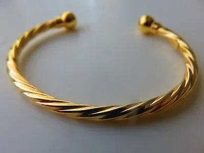 Gold Baby Torque Bangle 9 Carat Yellow Twisted Style • £175