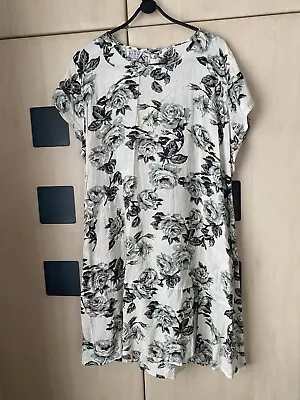 Masai Beige Floral Print Long Sleeve Dress Size XL 47” Chest. Good Condition • £16.99