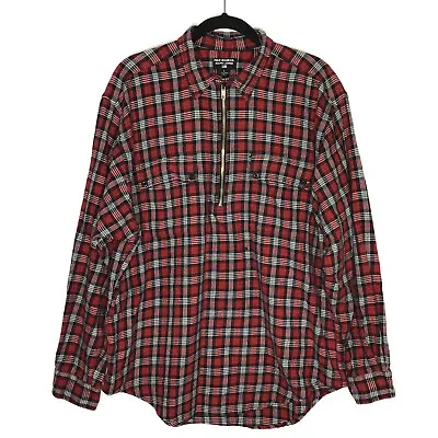 Polo Jeans Co Ralph Lauren Mens Half Zip Pullover Shirt L Red Plaid Long Sleeve • $29.99