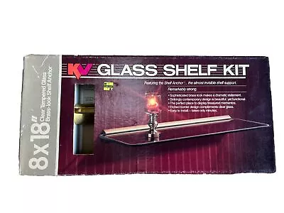 VINTAGE KV GLASS SHELF 8x18”. No 301531-9 CLEAR TEMPERED GLASS SHELF Brass Look* • $39