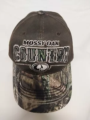 Mossy Oak Country Camo Hunting Hat Faux Leather Top Camo Bill • $16.99