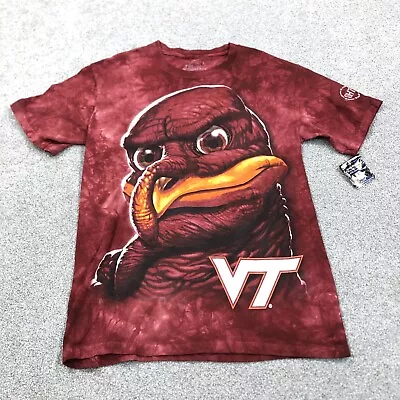 Virginia Tech Hokies Shirt Men Small Maroon Tee Tie Dye Big Head Logo Turkey AOP • $16.12