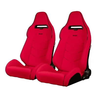 Braum ® - Red Jacquard W/ Black Piping Viper X Reclinable Racing Seats - Pair • $899.99