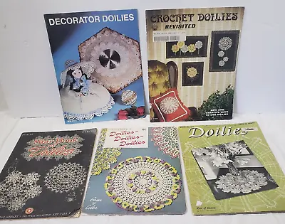 Vintage Crochet Books DOILIES Lot Of 5 Doily Patterns STar Book Of Doilies +++ • $9.99