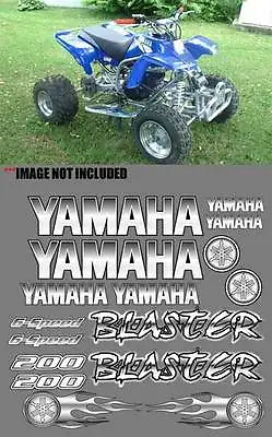 Yamaha BLASTER WHITE/SILVER Airbrush Look ATV Quad Stickers 16pc Decals Graphics • $36.99