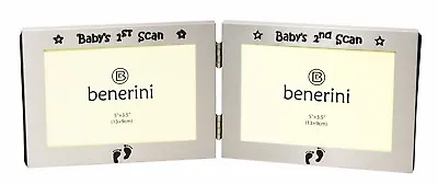 Baby Double 1st 2nd Scan Ultrasound Photo Picture Frame Twin Folding Christening • £7.99