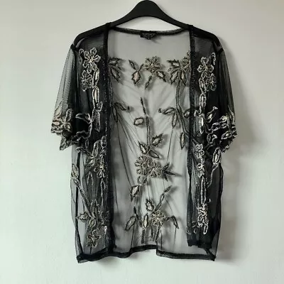 £10 • Buy Topshop Embellished / Beaded Sheer Kimono Cover Up Jacket - Size UK 6