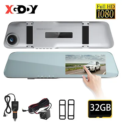 1080P Dash Camera Rear View Car Cam Reversing Mirror Front And Rear DVR Recorder • $36.99