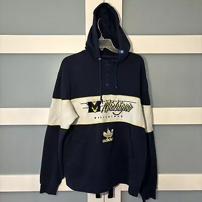 Michigan Wolverines Adidas Hoodie Vintage Embroidered Script Spellout Men’s XL • $34.99