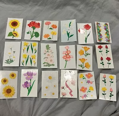 Vintage Mrs. Grossman's Lot Assorted Flower Stickers RARE Sunflower Roses • $14.99