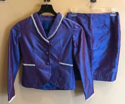 Custom Blue Girls Pageant Formal Interview Suit (Jacket And Skirt) Size 10-12  • $150