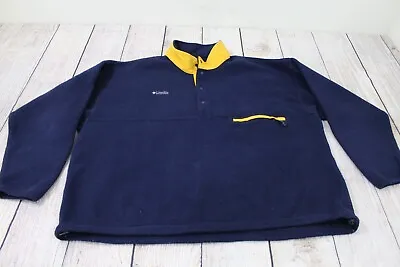 VTG MADE IN USA Columbia Snap T Blue Yellow Fleece Pullover Jacket Men's 3XL • $39.99