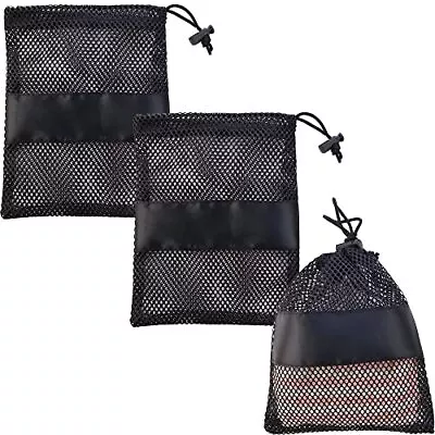 3 Pcs Mesh Bag With Sliding Drawstring Cord Lock Closure Laundry Bags Camping Ny • $8.84