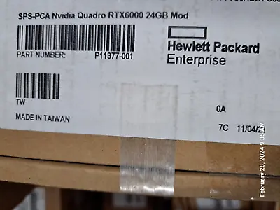 HP NVIDIA QUADRO RTX 6000 TURING GPU 24GB GRAPHICS VIDEO CARD P11377-001  New • $2500