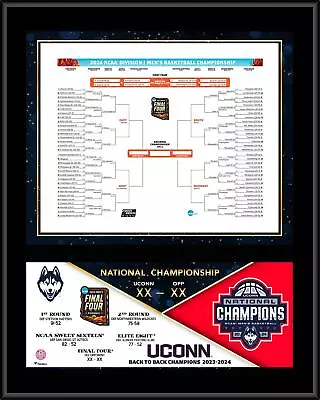 UConn Huskies 2024 NCAA Men's Basketball National Champions 12x15 Bracket Plaque • $39.99