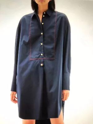 Bassike Cotton Contrast Stitch Shirt Dress-xxs (12-16)- Black-BNWT RRP460 • $119