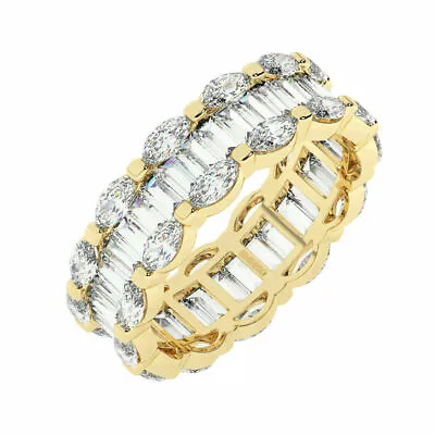 6.5 MM  Baguette & Marquise Cut Diamonds Full Eternity Ring 18K Yellow Gold • £2851.68