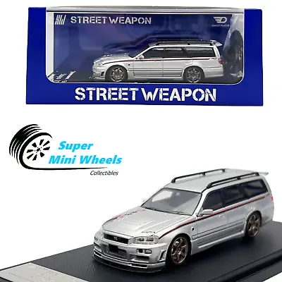 Street Weapon 1:64 Nissan Stagea GTR R34 Silver With Accessories Diecast Model • $22.99