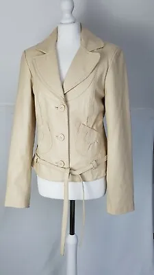 Vero Moda Agata Leather Blazer Jacket Ivory Sheep Leather Size L • $44.79
