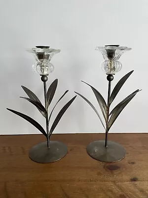 2 Vintage Studio Silversmith Metal & Acrylic Tulip Flower Candleholder AS IS • $22