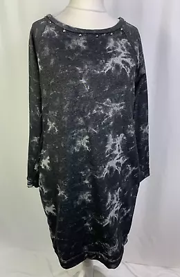 River Island Longline Jumper Sweater Oversized Black Tie Dye Women's UK14 L824 • £8.99