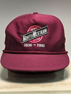 $29.99 • Buy Vintage Chicago NorthWestern Railroad 1836-1995 Maroo Trucker Hat Ball Cap Red 