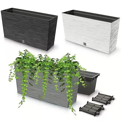 Elegant Flower Trough Planter Pot With Insert Garden Indoor Outdoor Weatherproof • £61.92