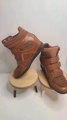 SKCH+3 By Skechers Brown Casual Inner Wedge Heel Boots Womens Sz US 9 Embellish • $35