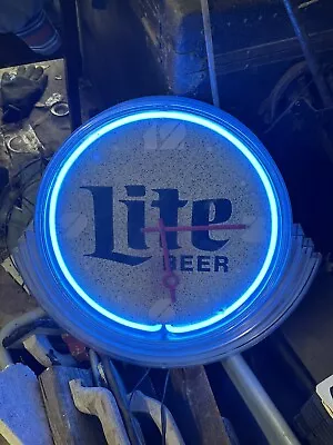 Miller Lite Beer Sign Clock. Lighted. Working 16  • $38