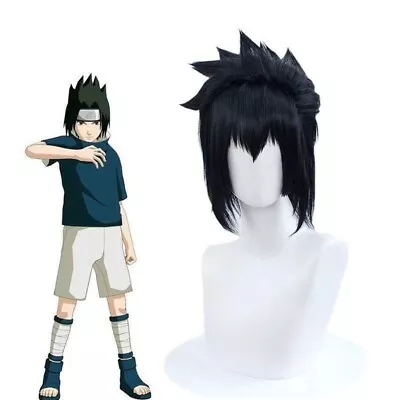 Naruto Sasuke Uchiha Cosplay Wigs 30cm Men Short Black Synthetic Party Hair • $19.98