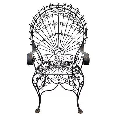 Vintage Mid Cenutry Modern Mcm Salterini Style Metal Peacock Patio Garden Chair • $395