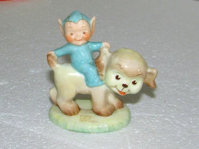 £157.50 • Buy Mabel Lucie Attwell Boo Boo On Puppy Blue Pixie Shelley Figurine  La24