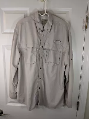 L. L. Bean Men's LS Fishing Shirt Beige Size L • $30