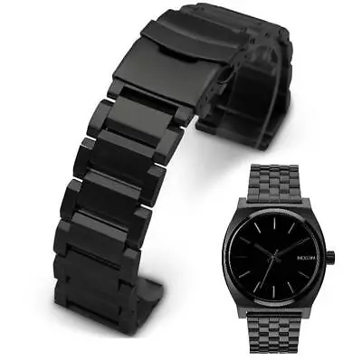 Black Metal Steel Replacement Watch Band Fits Nixon Time Teller 37mm #5002 • $19.95
